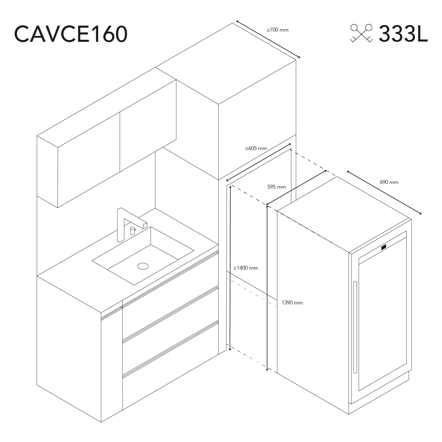 Wine refrigerator 160 bottles CAVCE160