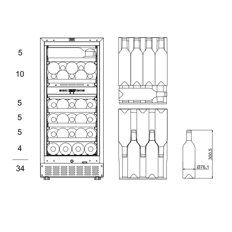 Weinkühlschrank 34 Flaschen WineCave 800 40D Stainless