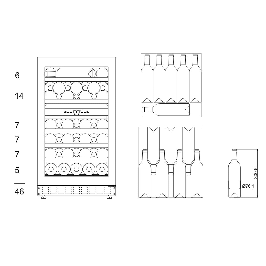 Weinkühlschrank 46 Flaschen WineCave 800 50D Fullglass Black