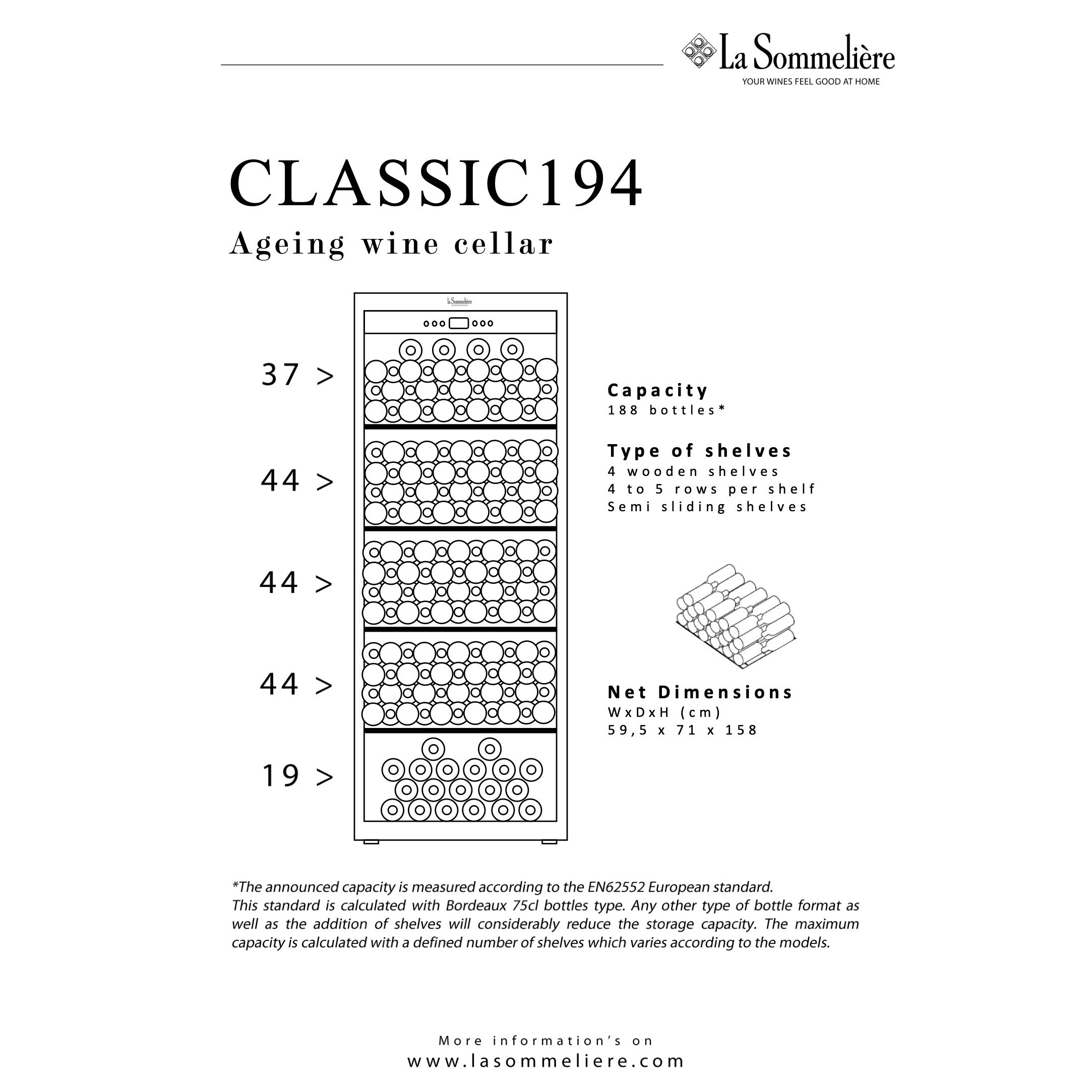 Weinkühlschrank La Sommelière 188 Flaschen CLASSIC194