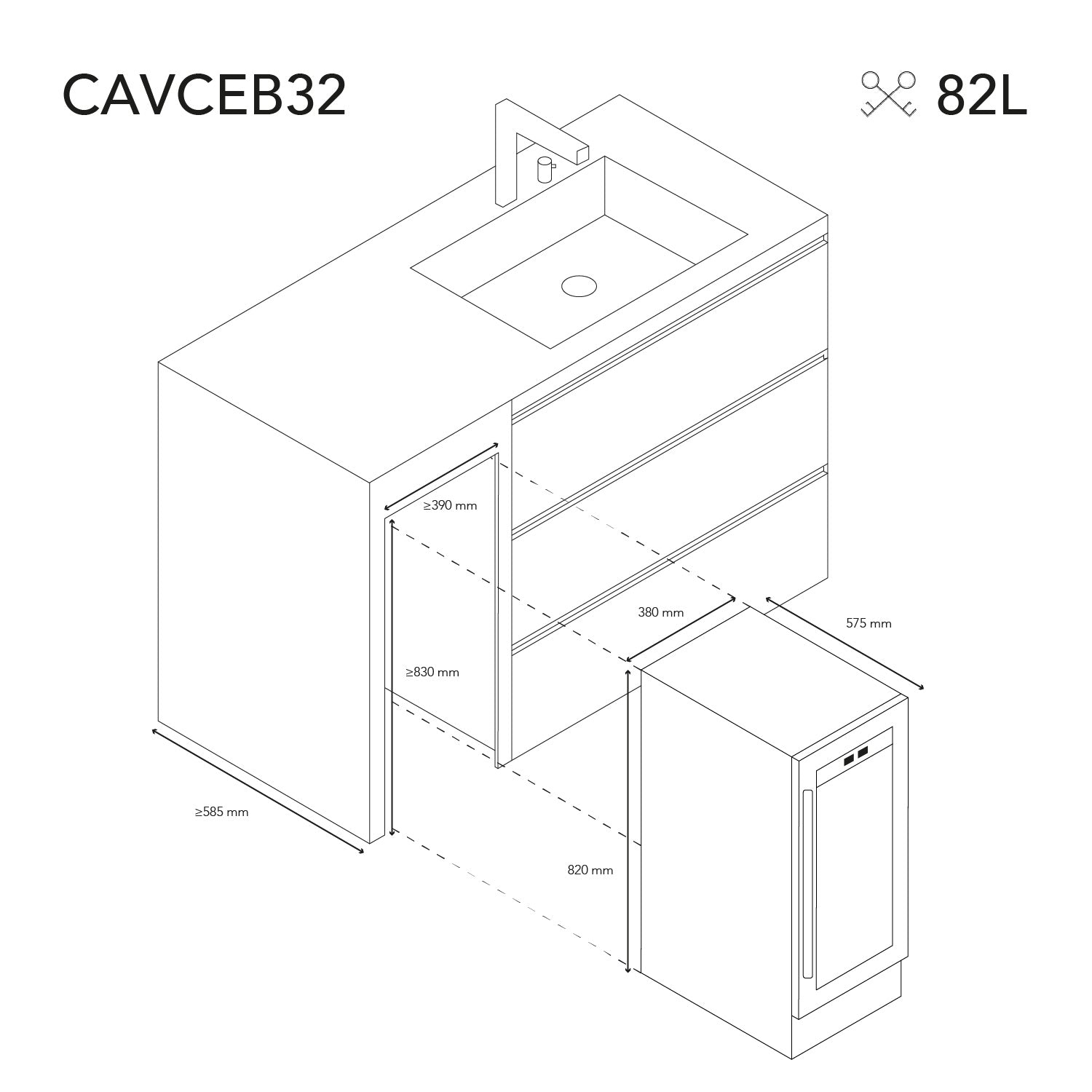 Weinkühlschrank 32 Flaschen CAVCEB32